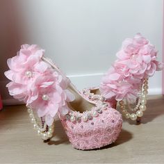 Extremely Rare Japanese Brand “Sugar” Agejo Gyaru Pink Embellished Princess Rhinestone Stiletto Heels. Size Japan 36, Fits Us 6. I Only Used Them For Display Because I Don’t Wear High Heels. It’s Bedazzled With Pearls, Rhinestones, And Pink Flowers. These Are Hard To Find Now. They Are A Truly An Incredible Collector’s Item For Any Girl That Loves Old School Japanese Gal Fashion. They Are Quite Vintage, And Have Been On Display In My Room For A While(On A Shelf Away From The Floor) So Due To Age Pink Butterfly Shoes, Agejo Gyaru Shoes, Hime Gyaru Shoes, Shoe Inspo Heels, Angelcore Shoes, Pink Flower Heels, Gyaru Shoes, Lilith Core, Hope Scope