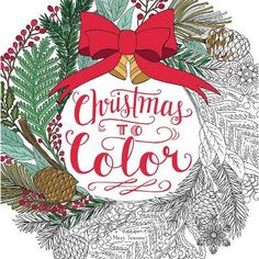 a christmas ornament with a bow on it and the words, christmas to color