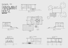 the plans for this house are shown in black and white, with different sections to each side