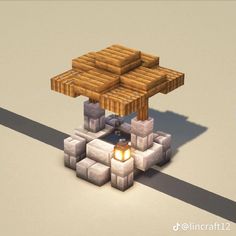 a low poly model of a building with a lantern in it's center surrounded by blocks