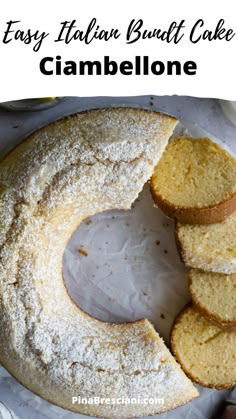 an easy italian bundt cake with powdered sugar and crumbs on top