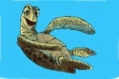 a drawing of a turtle swimming in the water