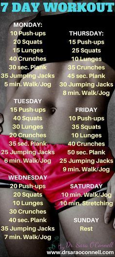 a poster with the words 7 day workout on it