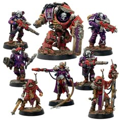 the warhammers are painted in different colors