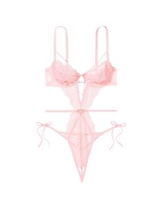 SIZE MEDIUM - Buy Wicked Unlined Lace Shine Heartware Teddy - Order Teddies online 5000006548 - Victoria's Secret US Pink Lingerielook Aesthetic, Lingerielook Aesthetic, Rosebud Embroidery, Sleep Lingerie, Cute Lingerie Sets, Pink Sleepwear, Bra Art, Victoria's Secret Lingerie, Lingerie Catalog