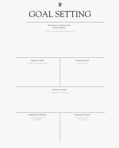 the goal setting sheet is shown in black and white