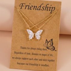 Butterfly Friendship Necklace Alloy Material Perfect For Birthday Gift, Engagement, Friendship Celebration Long Distance Birthday Gifts, Butterfly Necklace Silver, Butterfly Necklaces, Necklace Couple, 2 Best Friends, Meaningful Christmas, Fake Earrings, Friendship Necklace, Sister Bracelet