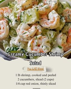 the recipe for creamy cucumber shrimp salad