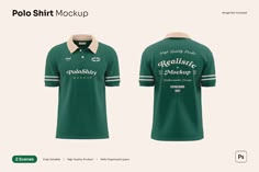 the polo shirt mockup is shown in green and white