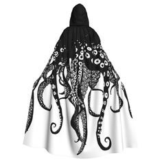 an octopus is wearing a black and white dress