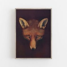 a painting of a fox on a white wall