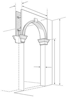 an architectural drawing showing the details of a doorway