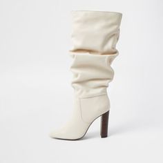 Cream slouch high leg boot | River Island 80's Outfit, Cream Boots, Ladies Boots, High Leg Boots, Shoe Size Conversion, Boots For Women, Fashion 2020, High Leg