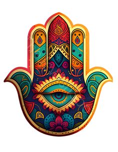 a colorful hamsa with an eye on it