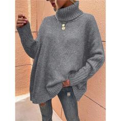 -Item Id 41472720 -Details: Rib-Knit -Neckline: High Neck -Sleeve Type: Batwing Sleeve -Style: Casual -Type: Pullovers -Hem Shaped: Regular -Color: Grey -Pattern Type: Plain -Sleeve Length: Long Sleeve -Length: Regular -Temperature: Winter (<10/50) -Fit Type: Regular Fit -Fabric: Non-Stretch -Material: Fabric -Composition: 100% Polyester -Care Instructions: Machine Wash Or Professional Dry Clean -Sheer: No **Open To Offers!!!** **Bundle To Save More** **30% Off Bundles Of 2 Or More Items!!** *** Batwing Sleeve Sweater, Casual Turtleneck, Sweater Autumn, Winter Color, Grey Pattern, Colour List, Batwing Sleeve, Bat Wings, Sleeve Sweater