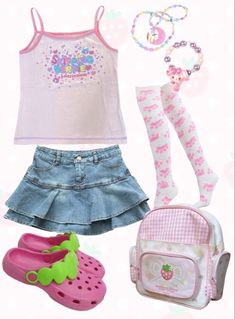 Kawaii Tank Top, Cutecore Fashion, Sanrio Outfits, Kawaii Kei, Kawaii Outfits