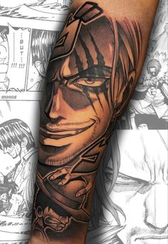 Shanks Tattoos, Monkey D Luffy Tattoo, Luffy Tattoo Ideas, Charlie Tattoo, One Piece Tattoo, Square Tattoo, Half Sleeve Tattoos Forearm, Piece Tattoo, Manga Tattoo