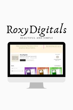 the front cover of roxy digital's beautiful and simple website, featuring an image of a computer screen