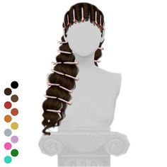 an image of a woman's long hair with curls on her head and color swatches