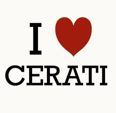 the words i love cerati are in black and red on a white background