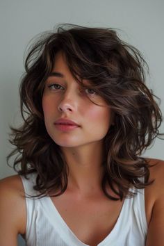 Mid Length Wavy Hairstyles For Women, Mid Length Hair Cuts Women, Shirt Hair Cuts For Women 2024, Layered Hair Wavy Mid Length, Longer Layered Bob, Lob Haircut Wavy Hair, Haircuts For Wavy Hair Medium Layered, Mid Haircut For Women, Mid Length Lob