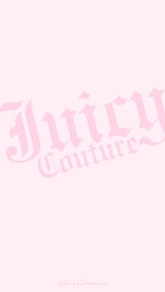 the word juicy culture written in white on a light pink background with an ornate font