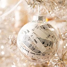 a christmas ornament with musical notes on it