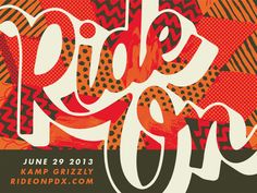 a poster with the words ride or die written in white and orange letters on an orange background