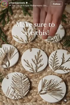 four ceramic buttons with plants on them and the words make sure to save this below