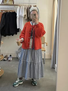 Ajumma Fashion, Colorful Scandinavian Fashion, Outfits With Tall Boots, Big Skirt Outfit, Quirky Style, Eclectic Grandpa Fashion, Eclectic Grandpa, Eclectic Clothing Style, Eclectic Fashion Style