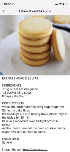 some cookies are stacked on top of each other with instructions for how to make them