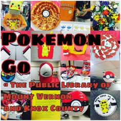 the poster for pokemon go is displayed in front of many other items, including pizzas and