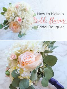 how to make a silk flower bridal bouquet with flowers and greenery on the side