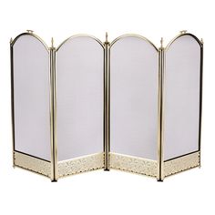 a three panel screen with gold trimmings