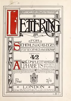 the front cover of a book with an image of letters and numbers in red on it