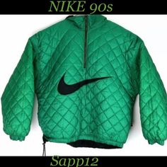 % Authentic Super Rare Nikevintage 90s Reversible Big Logo Swoosh Black White Green Quilted Puffer Jacket/Coat , Size: Xl , Zipper Pockets On Both Sides , Good Vintage Conditions , Smoke Free And Pet Free Home. Quilted Puffer Jacket, Nike Green, Vintage Nike, Jacket Coat, White Green, Puffer Jacket, Nike Jacket, Nike Men, Zipper Pocket