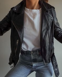 Style With Leather Jacket Women, All Saints Leather Jacket Outfits, Allsaints Leather Jacket Outfit, All Saints Balfern Leather Jacket, Leather Jacket All Saints, Black Biker Leather Jacket Outfit, All Saints Women, Black Leather Jacket Women Outfit, Women's Leather Jacket