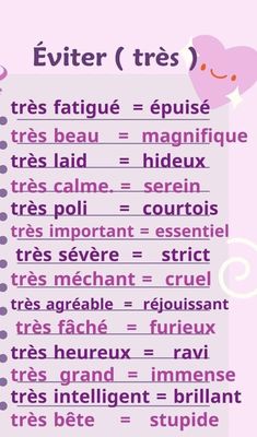 a pink poster with words written in french