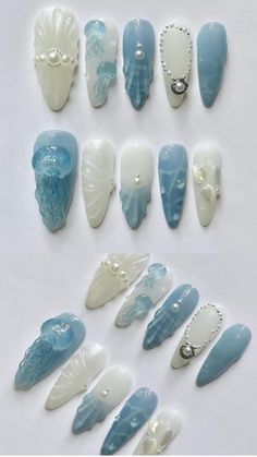 Ocean Inspired Nails, Hottest Nail Trends, Gel Nail Strips, Gel Nails Diy, Inspired Nails, Simple Acrylic Nails