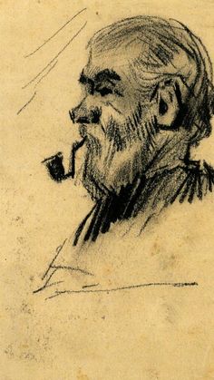 an old man with a pipe in his mouth