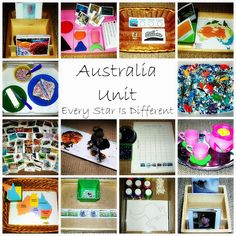 australia unit every star is different with pictures and words on them to describe the theme