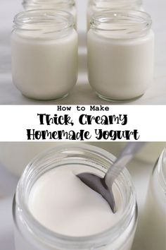 how to make thick creamy homemade yogurt in a mason jar with a spoon