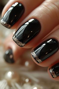 Funky French Tip Nails, Black Silver Nails, Black And Nude Nails, Mystic Nails, Stage Dive, Black Ombre Nails, Grey Acrylic Nails, Black Gel Nails