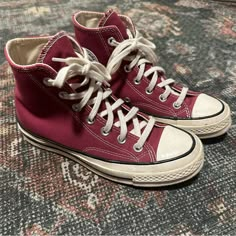 Women’s Size 6 High Top Converse In Brand New Condition. I Wore These Once Or Twice Funky Converse, Maroon Converse Aesthetic, Magenta Converse, Dark Red Converse, Dark Red Platform Converse, Burgundy Converse, Red High Top Converse, Red Vintage Converse, Maroon Converse