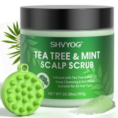 PRICES MAY VARY. 【TEA TREE SCALP SCRUB】This 2-in-1 tea tree scalp scrub is designed specifically to gently exfoliate the scalp and reduces dandruff,relieve itch, making sure the scalp stays clean and flake free. Leaving scalp refresh and hair nourished 【POWERFUL FORMULA】This scalp exfoliator scrub has effective formula with tea tree essential oil, coconut oil, apple cider vinegar, peppermint oil, sea salt, helping your overall hair health, ease itchiness, reduce oil and dandruff effectively 【ITC Scalp Exfoliator, Scalp Cleanse, Scalp Moisturizer, Exfoliate Scalp, Clean Scalp, Hair Scrub, Natural Tea, Scalp Massager, Itch Relief