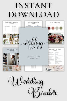 the wedding planner is displayed on a white background with black lettering and photoshopped images