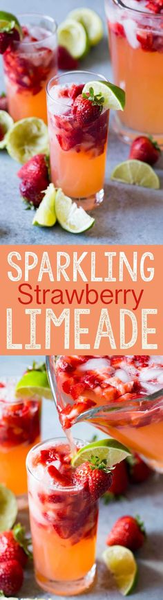 sparkling strawberry limeade is an easy and delicious drink that's perfect for summer