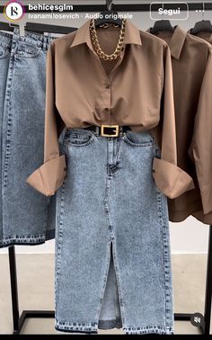 Denim Skirt Outfits, Classy Work Outfits, Classy Casual Outfits, Stylish Work Outfits, Clothes Rack, Business Outfit, Casual Chic Outfit, Casual Work Outfits, Modest Fashion Outfits