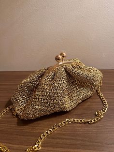 Handmade rafya  22*35  cm You can ask your questions about the bag. 💡 You can message us for your customized orders. 💬 Acrylic Yarn 🧶 Chic Gold Handwoven Shoulder Bag, Chic Gold Handwoven Bag, Elegant Handwoven Clutch Shoulder Bag, Gold Woven Straw Clutch Bag, Elegant Handheld Handwoven Bag, Gold Handwoven Bag As A Gift, Elegant Handwoven Handheld Bags, Elegant Handwoven Shoulder Bag For Party, Chic Gold Handwoven Crochet Bag