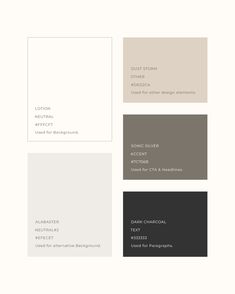 the color scheme for an interior design project, including neutrals and whitest tones